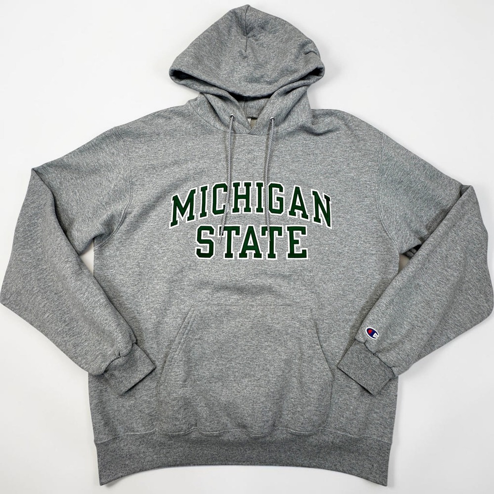 Champion Michigan State Hoodie Mens Large Gray MSU Spartans Pullover Sweatshirt